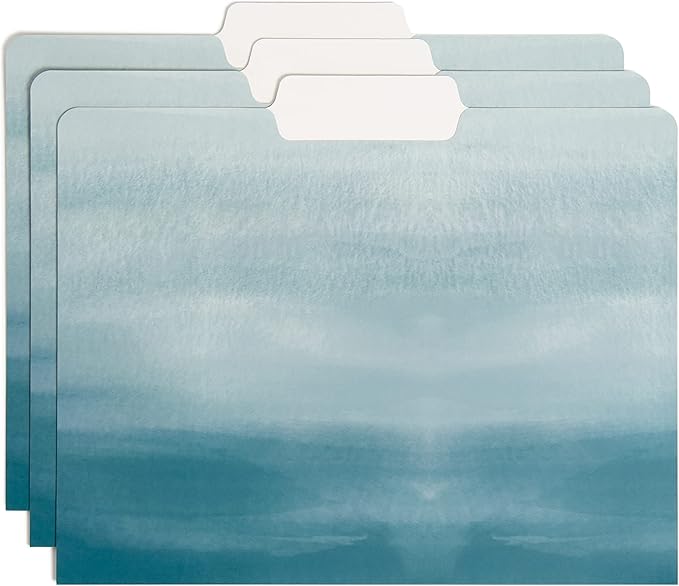 U Brands Fashion File Folders, 9 Count, 1/3-Cut Tabs in Assorted Positions, Letter Size, Office Supplies (Tie Dye)