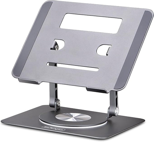 StarTech.com Rotating Laptop Stand, 360 Swivel, Ergonomic Desk Riser for Computer, Adjustable Height/Tilt, 11lb/5kg, Aluminum
