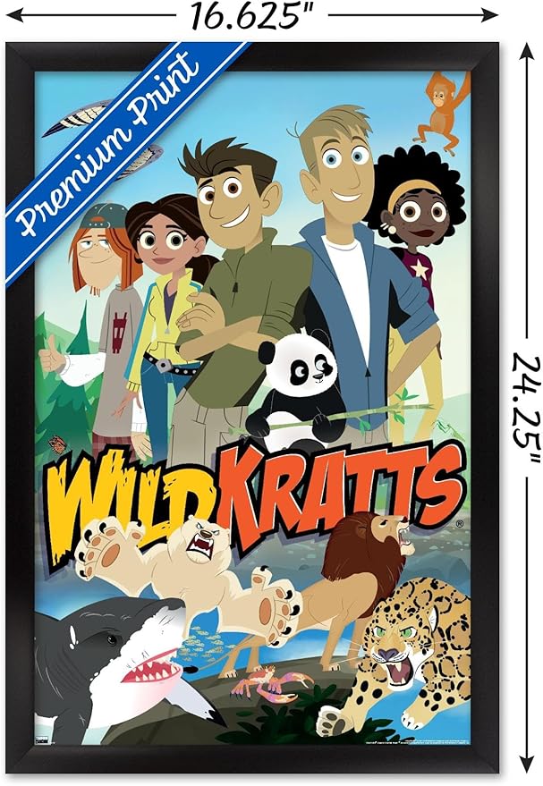 Wild Kratts - Group Wall Poster, 22.4L" x 14.7W", Black Framed Version