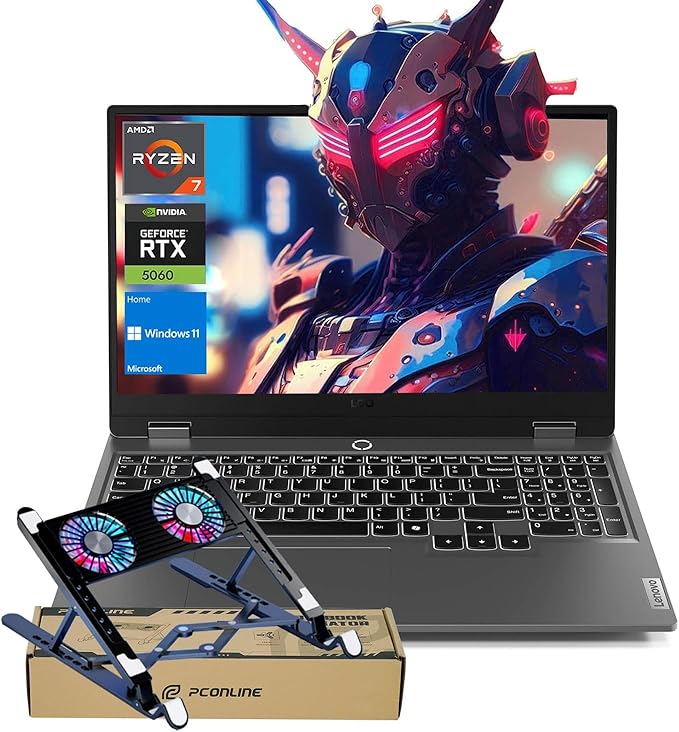Lenovo LOQ RTX 5060 Gaming Laptop, 15.6" FHD 144Hz, AMD Ryzen 7 250, 16GB DDR5 RAM, 1TB PCIe M.2 SSD, Backlit Keyboard, Bundle with Laptop Cooler BDL, Wi-Fi 6, Windows 11 Home, Grey