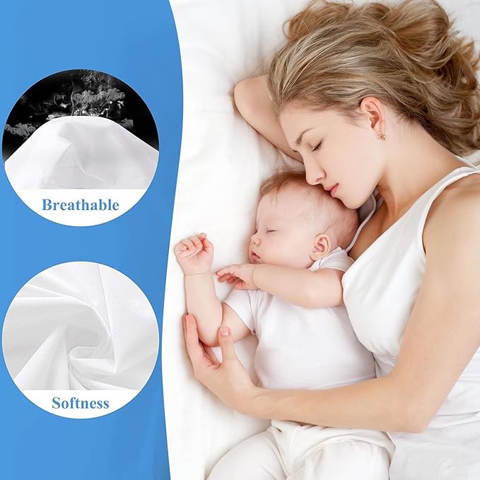 2 Pack King Size Premium Waterproof Mattress Protector, Soft Breathable Mattress Pad, Noiseless Waterproof Bed Cover - Stretch to 21" Fitted Deep Pocket Mattress Protection