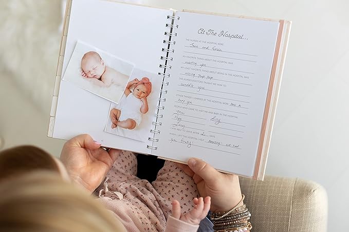 Pearhead Little Bundle of Joy Pregnancy Journal, Keepsake Pregnancy Memory Book with Sonogram Photo, First Through Third Trimester Pregnancy Milestone Tracker, Blush Leaf