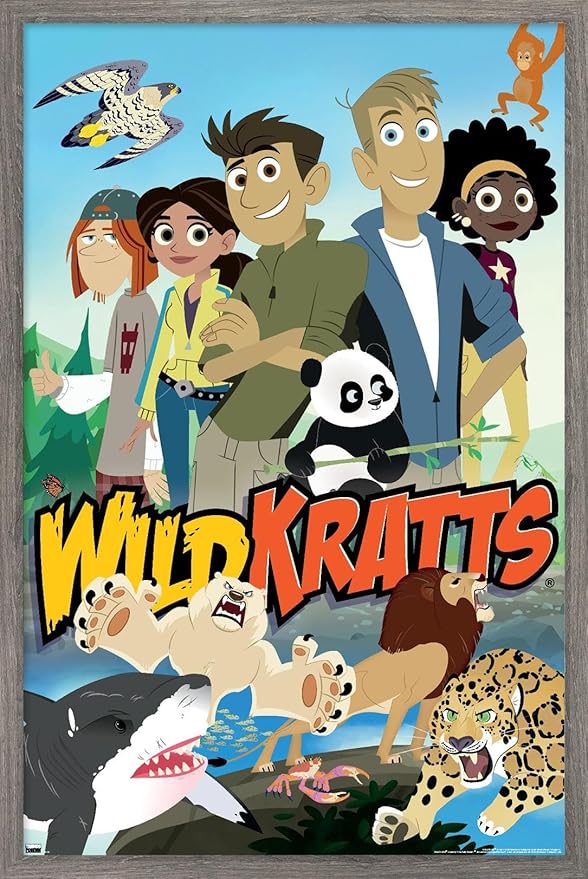 Wild Kratts - Group Wall Poster, 22.4L" x 14.7W", Barnwood Framed Version