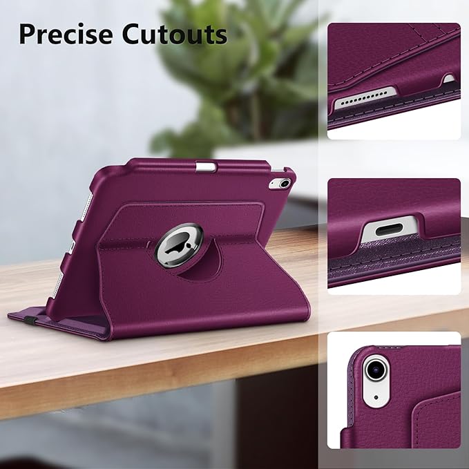 Fintie Rotating Case for iPad (A16) 11th Generation 11 Inch (2025), iPad 10th Generation 10.9 Inch (2022) - [Built-in Pencil Holder] 360 Degree Rotating Protective Stand Cover, Purple