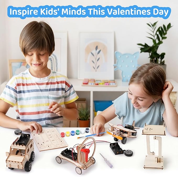 Valentines Day Gifts for Kids - 24 Pack DIY Science Craft Kits with Valentines Cards - STEM Projects Educational Toys for Boys Girls Age 6-12 Classroom Exchange School Activities Party Favors