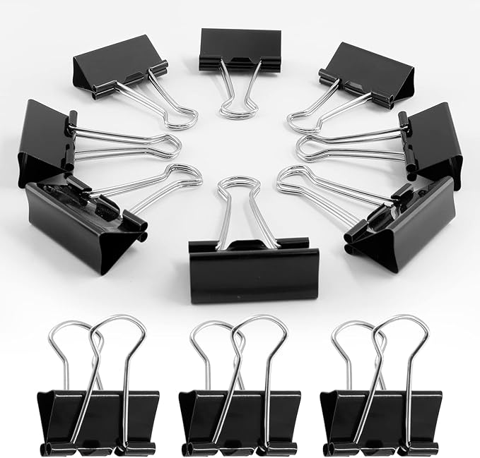 20 Pack Extra Large Binder Clips Black Paper Clips, 2 Inch / 51mm Huge Binder Clips Metal Paper Clamps Office Clips School Supplies, Mega Jumbo Binder Clips for Teachers Office School Home