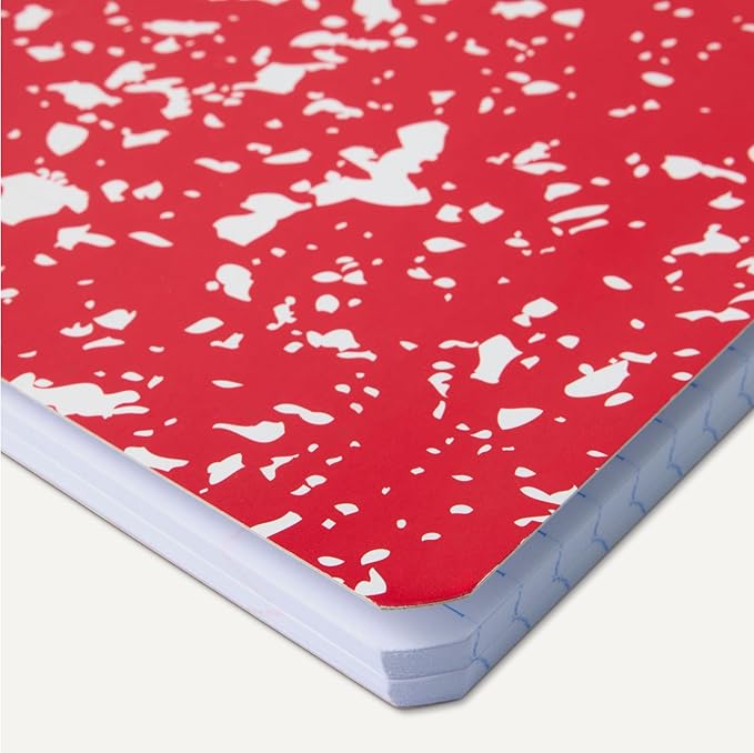 Amazon Basics Composition Notebook, College Ruled, 100 Sheets, 9.75" x 7.5", Assorted Marble Colors, 4-Pack