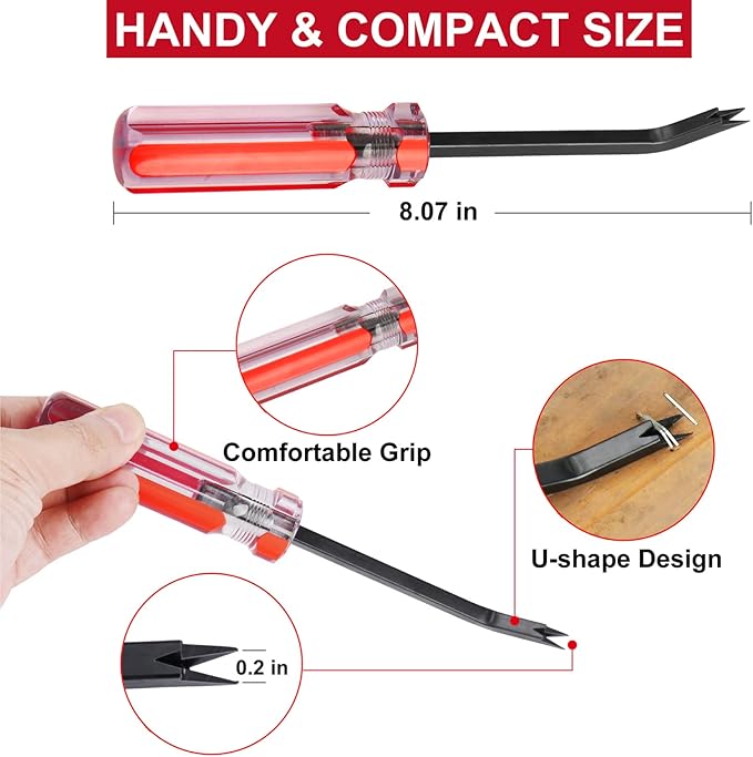 Staple Remover, Staple Puller, Upholstery Tools Staple Lifter, Double Prongs Design, Tack Puller Nail Puller for Removing Various Staples for Furniture, Floor, Wooden Case, Carton, Photo Frame, Carpet