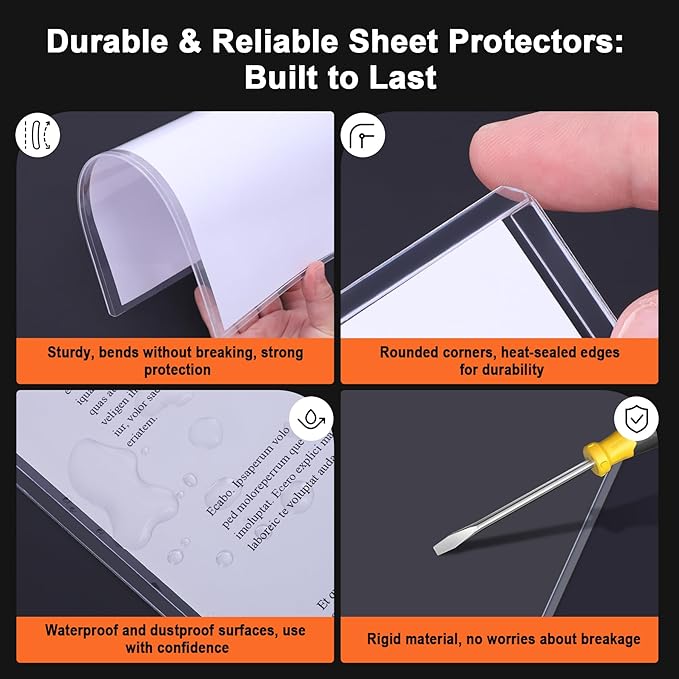 Ndsox 25 Pack 8" x 10" Rigid Print Protectors Clear Hard Plastic Sheet Protectors Top Loading for Photographs, Photo Papers, Posters, Prints, Birth Certificates, Heavy Duty No-Hole Rigid Photo Sleeves