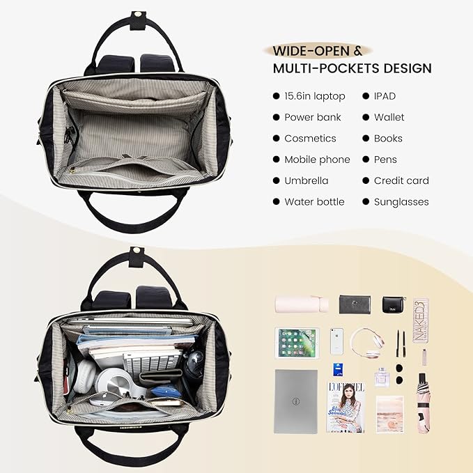 LOVEVOOK Laptop Backpack for Women,15.6 Inch Work Teacher Nurse Bag,Business Computer Backpack Purse with USB Port,Stylish Casual Daypack for Travel