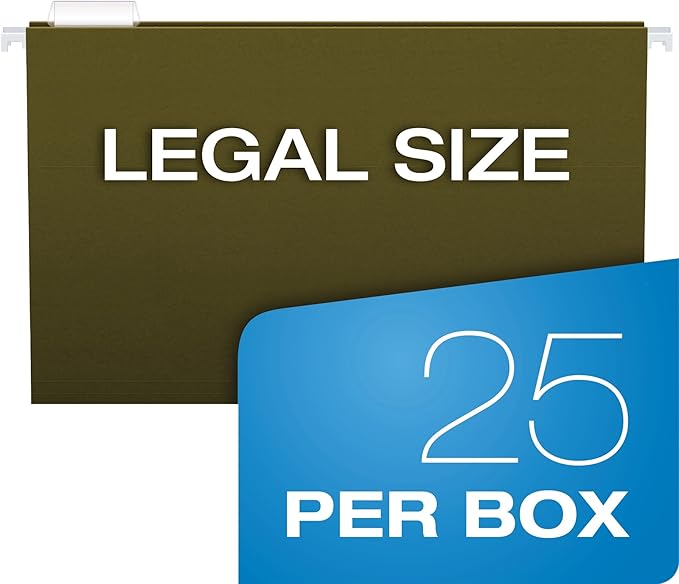 Pendaflex Recycled Hanging Folders, Legal Size, Standard Green, 1/5 Cut, 25/BX (81622)