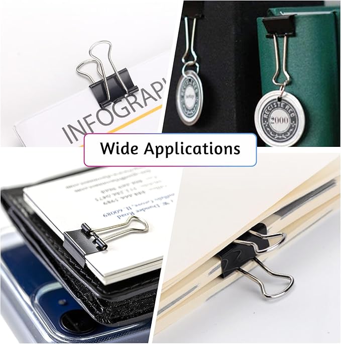 OWLKELA 140 PCS Mini Binder Clips 0.75 Inch, Metal Paper Clip Bulk, Small Black Clips for Home, School and Office Supplies
