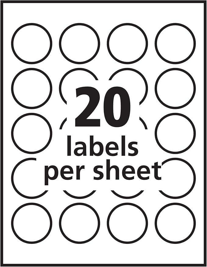 Avery Round ID Labels, Sure Feed, Permanent Adhesive, Glossy Clear, 1-5/8" Dia., 5 Packs (6582)