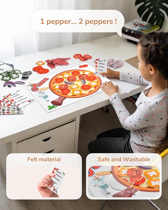CHEFAN Pizza Counting Toddler Toys, Toddler Number Learning Toys, Preschool Math Games, Manipulatives for Preschool (Pack of 2)