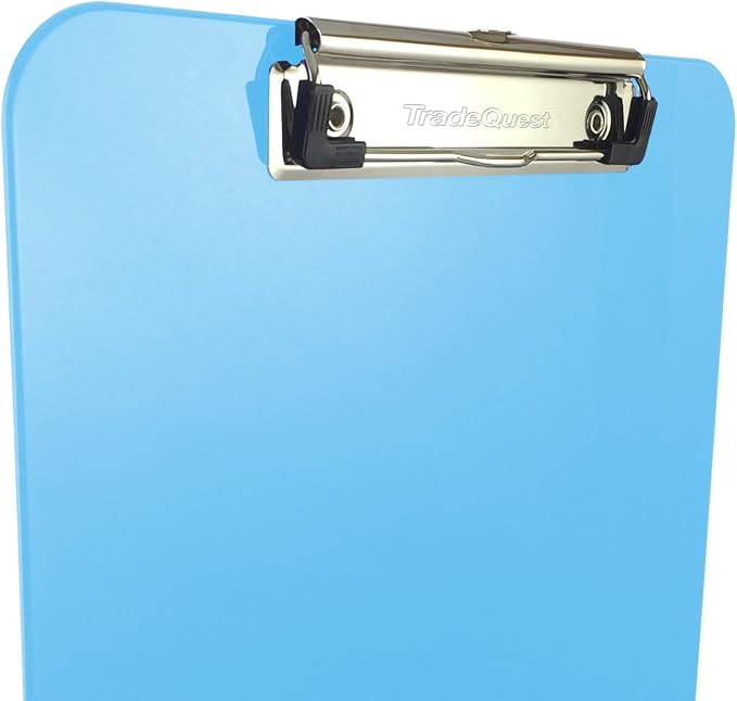 Trade Quest Plastic Clipboard Opaque Color Letter Size Low Profile Clip (Pack of 6) (Light Blue)