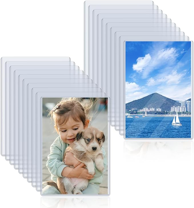 Rainmae 25 Pack 5" x 7" Rigid Print Protectors, Clear Waterproof Hard Plastic Page Sheet Protectors, B6 Paper Sleeves Photo Plastic Sleeves Hard Plastic Document Holder Birth Certificate Protector