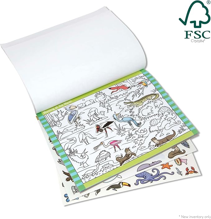 Melissa & Doug Seek and Find Sticker Pad, Animals (400+ Stickers, 14 Scenes to Color) Search and Find Sticker Pads, Arts and Crafts Activity for Kids Ages 4+ - FSC-Certified