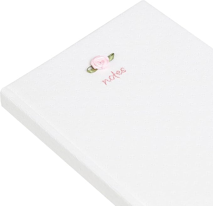 Pearhead Fabric Hardcover Journal Notebook 6x8 – Pointelle Embroidered College-Ruled Writing Journal with 200 Lined Pages, Pink