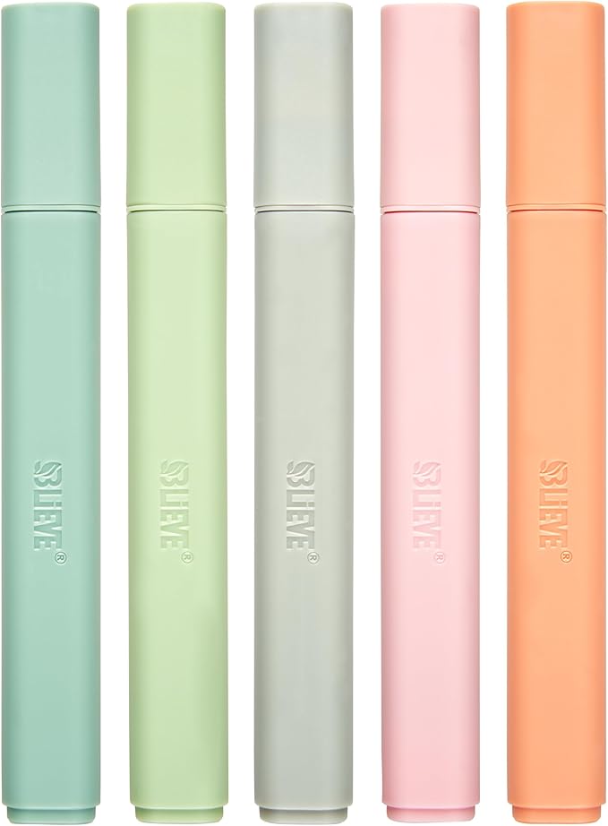 BLIEVE- Aesthetic Highlighters No Bleed Through Assorted Colors, Cute Highlighter For Journaling Office Supplies And Accessories, Bible Highlighters And Pens No Bleed Chisel Tip (PASTEL)