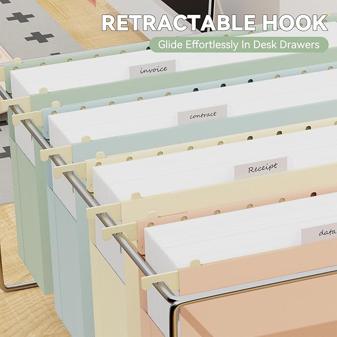 Extra Capacity Plastic Hanging File Folders Legal Size, 6 Pack Reinforced Legal Hanging Folders with 3 Inch Expansion,Heavy Duty Filing Cabinet Folders,Designed for Bulky Files, Pastel Color