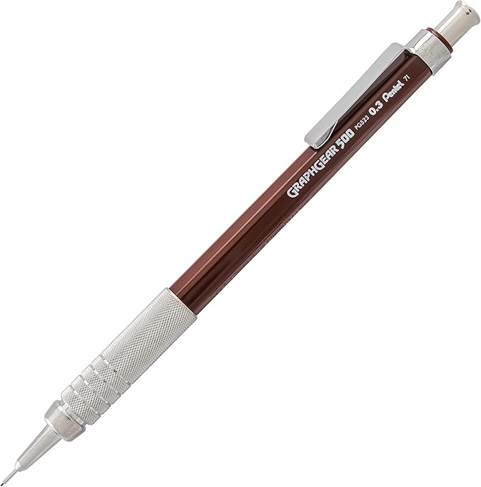 Pentel GraphGear 500 Mechanical Drafting Pencil, (0.5mm), Fine Line, Black Barrel, Pack of 4 (PG525BP4A)