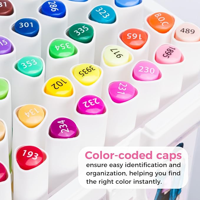 Ohuhu Alcohol Based Markers Set: 96-pack Double Tipped Art Marker - Chisel & Fine Color Sketch Markers for Artists Adult Coloring Drawing Illustration - 2 x Colorless Blender & 2 x Case