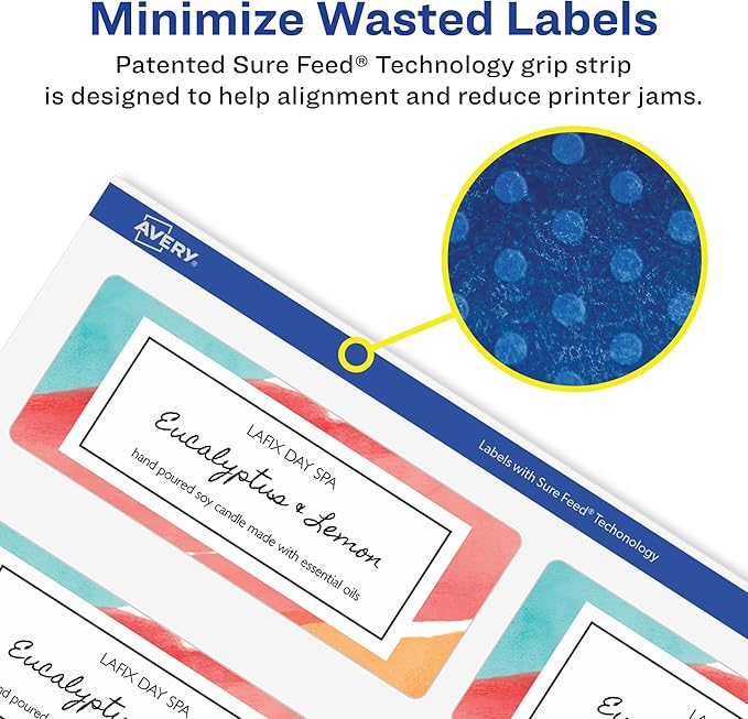 Avery Address Labels, Sure Feed and Easy Peel Technology, Glossy White Labels, 1" x 2-5/8", Permanent, Laser/Inkjet, 750 Total (6526)