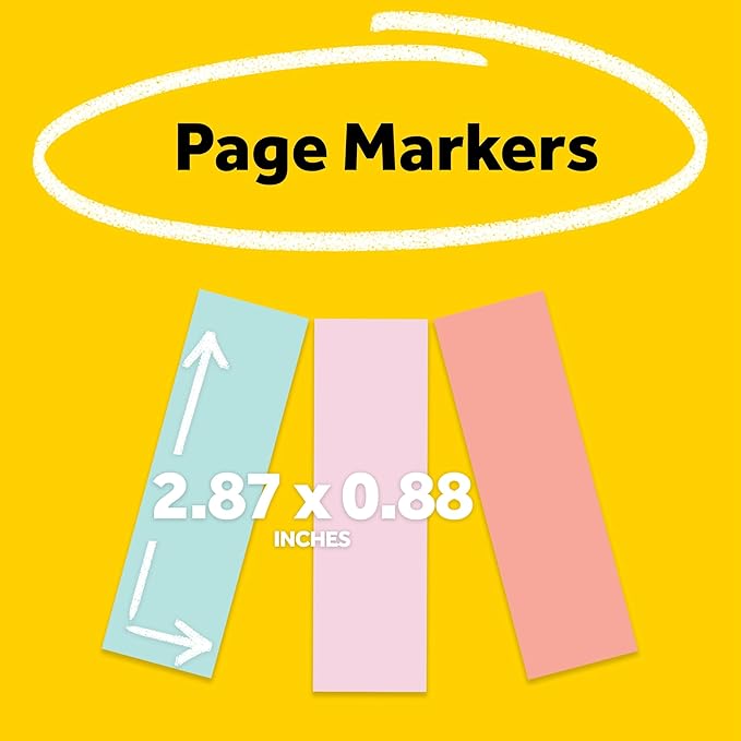 Post-it Page Markers, 1 in x 3 in, Ideal for Temporary Marking and Noting in Books, Assorted Colors, 100 Sheets/Pad, 3 Pads/Pack (5487)