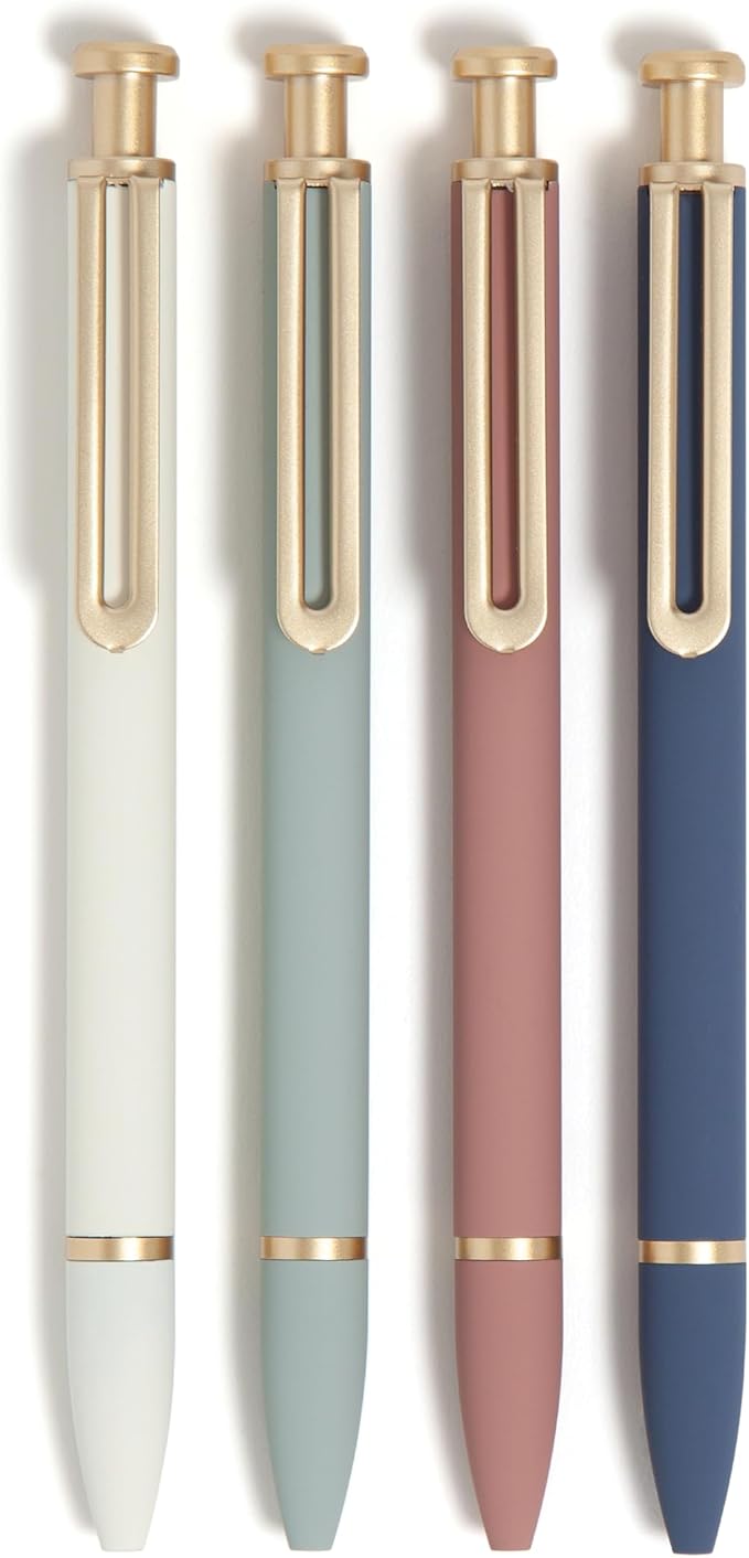 U Brands Monterey Ballpoint Pens, 4 Count, Atlantis Hue, Soft Touch, Gold Details, Bold (1.0 mm) Point, Black Ink