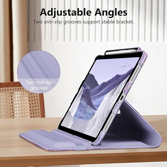 Fintie Rotating Case for iPad (A16) 11th Generation 11 Inch (2025), iPad 10th Generation 10.9 Inch (2022) - [Built-in Pencil Holder] 360 Degree Rotating Protective Stand Cover, Lilac Marble