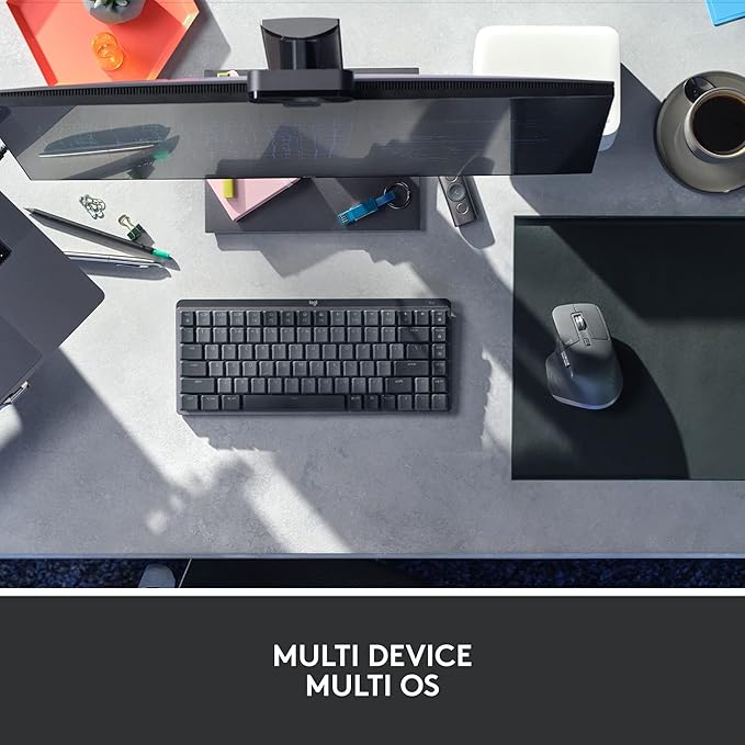 Logitech MX Mechanical Mini TKL Illuminated Wireless Keyboard, Clicky, and MX Master 3S Performance Wireless Bluetooth Mouse Bundle, macOS, Windows, Linux, iOS, Android