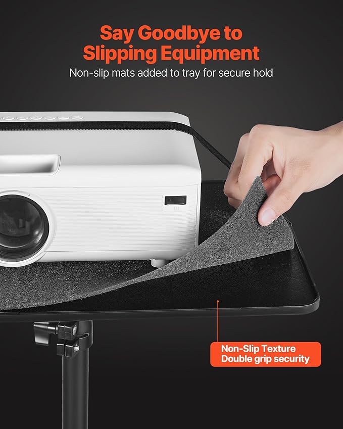VEVOR Projector Stand with Adjustable Height 30.3 to 63.4 inch, 360° Horizontal Rotation Projectors Cart for Meetings, Outdoor Movies, Video Stand, Gimbal Mount or Tray Support