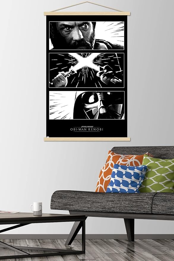 Trends International Star Wars: Obi-Wan Kenobi - Panels Wall Poster, 22.375" x 34", Print and Beechwood Hanger Bundle