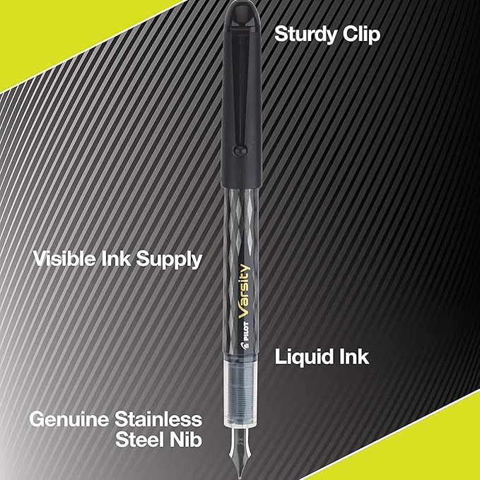 Pilot Varsity Disposable Fountain Pens, Blue Ink, Medium Point, Pack of 6