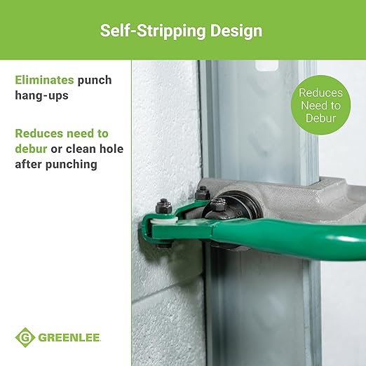 Greenlee 710 1-11/32" Manual Metal Stud Punch Tool with Aluminum Head and Contoured Handle, 1-11/32" Diameter Self-Stripping Stud Puncher