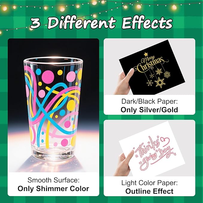 Glitter Markers Outline Pens, Tween Teen Girl Gifts Trendy Stuff, 18 Pack Gold and Silver Shimmer Metallic Marker Arts Supplies for Kids Ages 6 to 8, 9-12 Birthday St. Patrick's Day Gifts