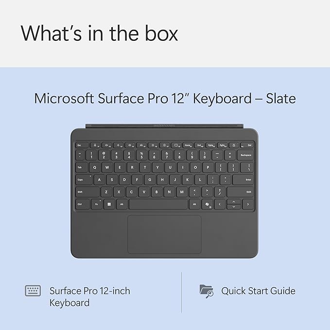 Microsoft Surface Pro Keyboard for Surface Pro 12" Device, Keyboard Only, Alcantara Material, Slate, Bold Keyset
