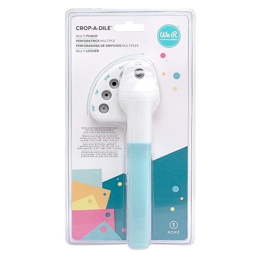 We R Memory Keepers, Crop A Dile Multi Hole Punch, with 1/16",1/8", 3/16", 1/4" and 5/16" Holes for Leather, Craft Paper, Fabric, Tin and More