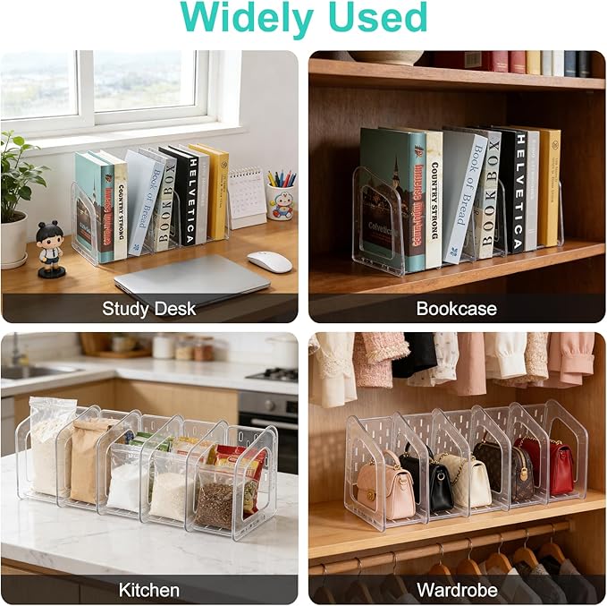 6 Pack Acrylic Magazine File Holders, Clear Desk Organizer and Storage Bins Holding Clear Bookend File Sorter, Desktop File Organizer, Magazine Holder Rack for Classroom, Home, and Office