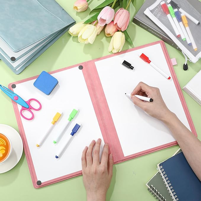 Feifeiya 6 Sides Dry Erase Notebook Portable Whiteboards Notebook 12"x9"(a4) Small Reusable Whiteboard Notepad Foldable Anti-ghosting Surface, Travel White Board for Office Study Meeting Planning