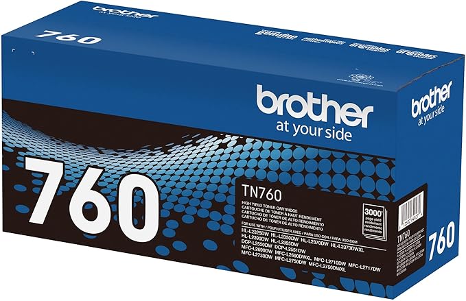 Brother Genuine TN760 High Yield Black Toner Cartridge, (for use with MFC-L2710DW MFC-L2750DW -L2350DW HL-L2370DW -L2395DW HL-L2390DW DCP-L2550DW Printers) (Pack of 3)