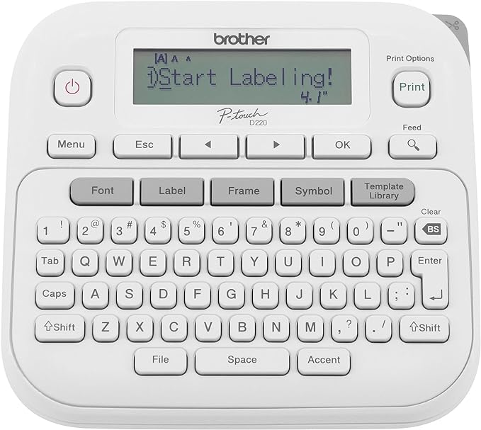 Brother P-Touch PTD220 Home/Office Everyday Label Maker | Prints TZe Label Tapes up to ~1/2 inch White