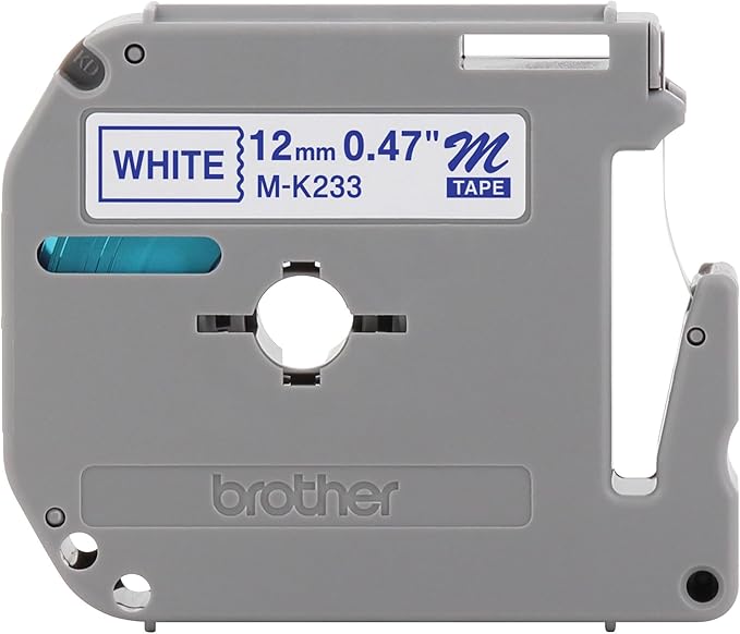 Brother Tape Cartridge 0.5IN Wide, Non-laminated Blue on White (MK233)
