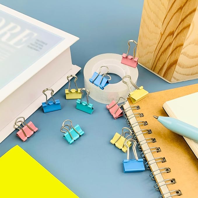 240-Pack Mini Binder Clips in 4 Colors (Blue, Yellow, Red, Green), 15mm/0.6-Inch Small Paper Clips for Home, School, Office and Business