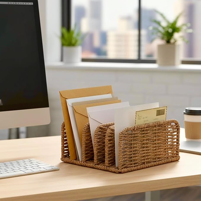 Desk Mail Organizer Large Capacity Mail Holder with 5-Slot, Letter Sorter File Holder, Letter Tray Office Envelope Organizer for Mails, Bill, Document, Notebook