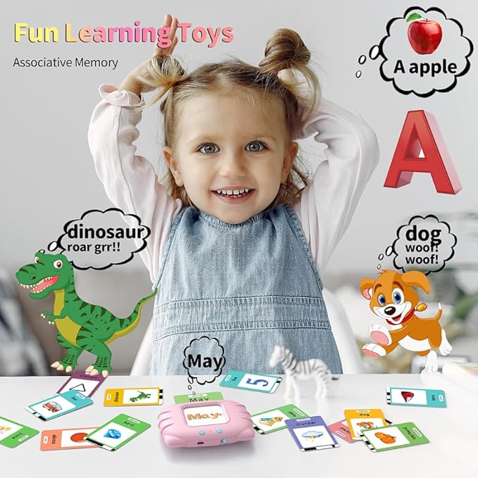 Educational Learning Toys - 520 Sight Words Talking Flash Cards, Autism Sensory Toys, Pocket Speech for Toddlers, Valentine's Day Present Birthday Gift for 1 2 3 4 5 6 Year-Old Girls, Pink