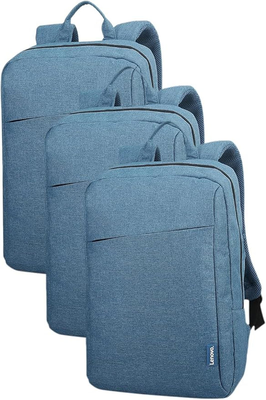 Lenovo Casual Laptop Backpack B210-15.6 inch - Padded Laptop/Tablet Compartment - Durable and Water-Repellent Fabric - Lightweight - Blue (Pack of 3)