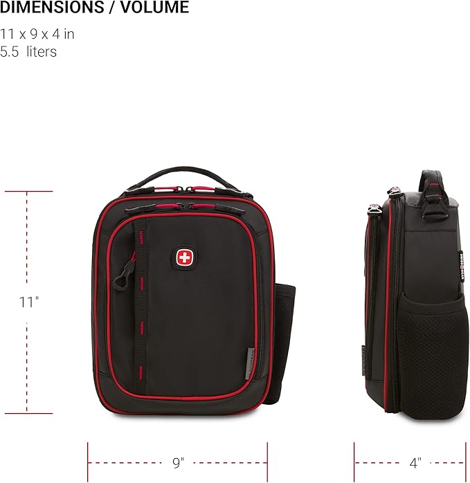 SwissGear 3999 Insulated Lunch Bag, Black/Red