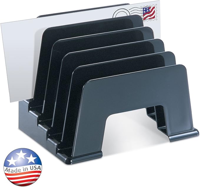 Officemate Recycled Incline Mail Sorter, 5 Sections, Envelopes, 8 X 5.5 X 6, Black