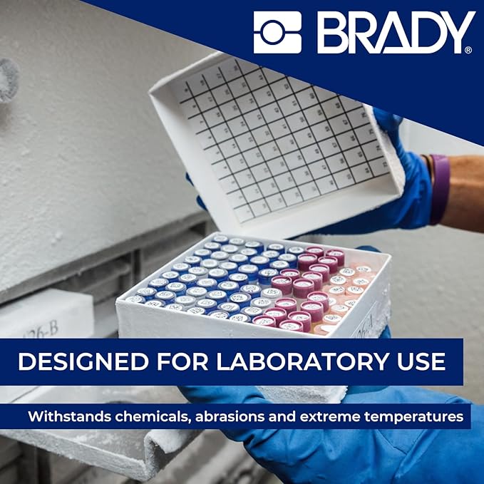 Brady Authentic (M5-112-492) FreezerBondz™ Ultra-Thin Cryogenic Polyester Labels 0.375" H x 1.25" W Black on White, 360 Labels. for use with The BMP51 and M511 Label Printers